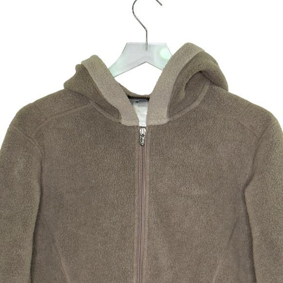 Patagonia L Womens Synchilla Arctic Jacket Hooded Gray Brown Gorpcore *flaw - Picture 5 of 10
